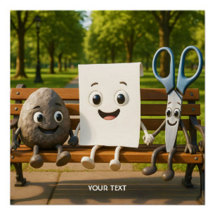 Póster Tesoura de Papel Fantasy Cute Rock