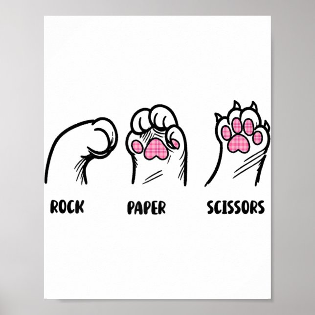 Poster Tesoura De Papel Rock Pinças De Gato Engraçado Gat (Frente)