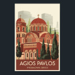 Poster Tessalónica Agios Pavlos Viagem Art Vintage<br><div class="desc">Viagem de vetor retrovetor de Salónica. Tessalónica é uma cidade portuária grega no Golfo Térmico do Mar Egeu.</div>