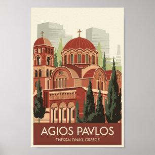 Poster Tessalónica Agios Pavlos Viagem Art Vintage