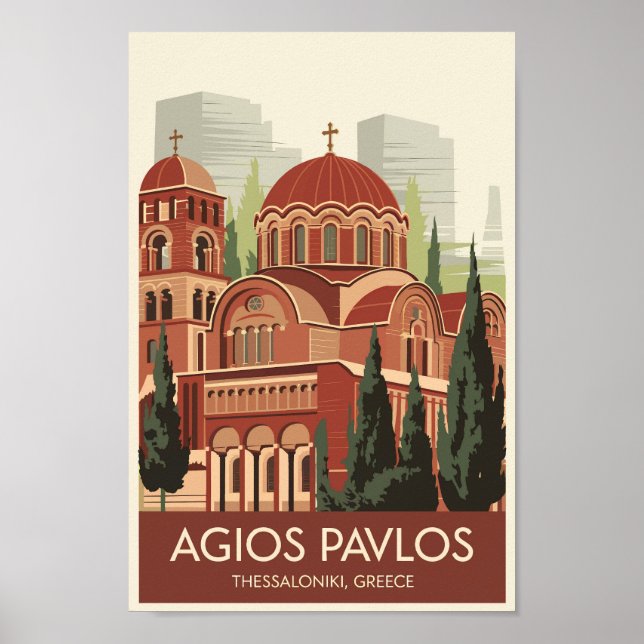 Poster Tessalónica Agios Pavlos Viagem Art Vintage (Frente)