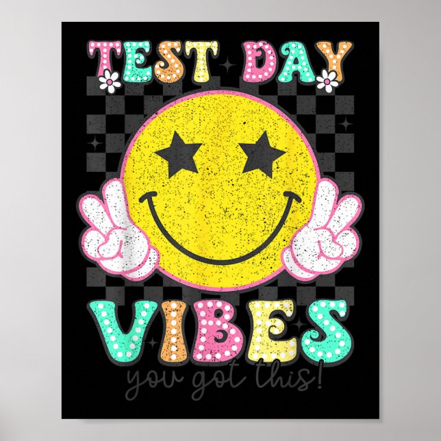 Poster Test Day Vibes You Got This Retro Groovy Testing D (Frente)