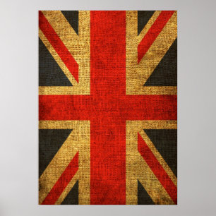 Poster Teste padrão antigo rústico de Union Jack