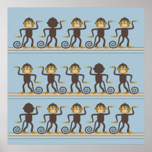 Póster Teste padrão bonito do safari da dança, a sala d