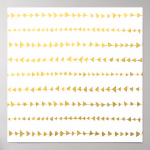 Póster Teste padrão branco das setas da folha Dourado do