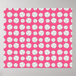 Poster Teste padrão cor-de-rosa do voleibol