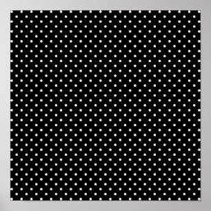 Póster Teste padrão de bolinhas branco e preto