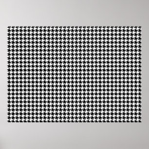 Póster Teste padrão de Houndstooth - preto e branco