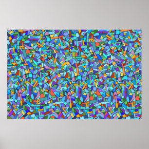 Póster Teste padrão de mosaico azul colorido abstrato