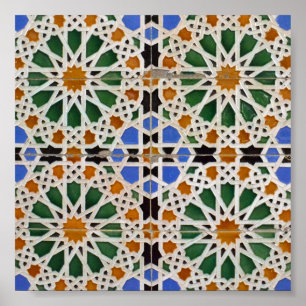 Poster Teste padrão de mosaico do Moorish de Morrocan