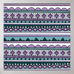 Póster Teste padrão étnico roxo