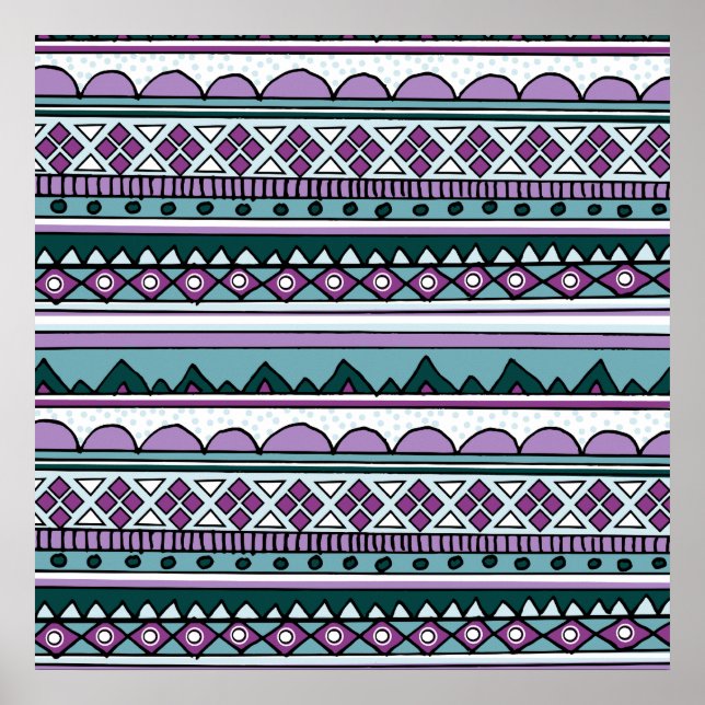 Póster Teste padrão étnico roxo (Frente)