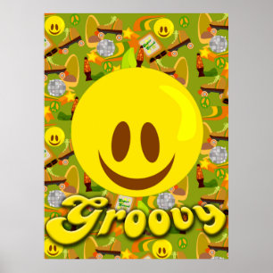 Póster Teste padrão Groovy dos anos setenta
