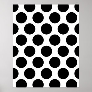 Poster Teste padrão preto e branco de Polkadot