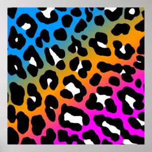 Póster Teste padrão retro do leopardo do tigre 80s de