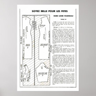 Póster Teste padrão retro do vestido do francês do