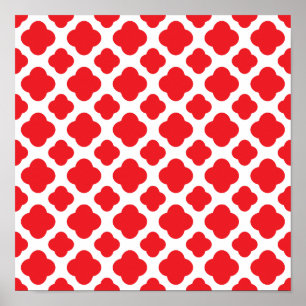 Póster Teste padrão vermelho de Quatrefoil