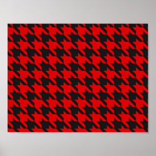 Póster Teste padrão vermelho e preto de Houndstooth
