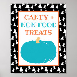 Poster Testes Não Comidas Pumpkin Teal Alergia Halloween