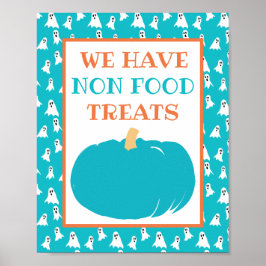 Poster Testes Não Comidas Pumpkin Teal Alergia Halloween