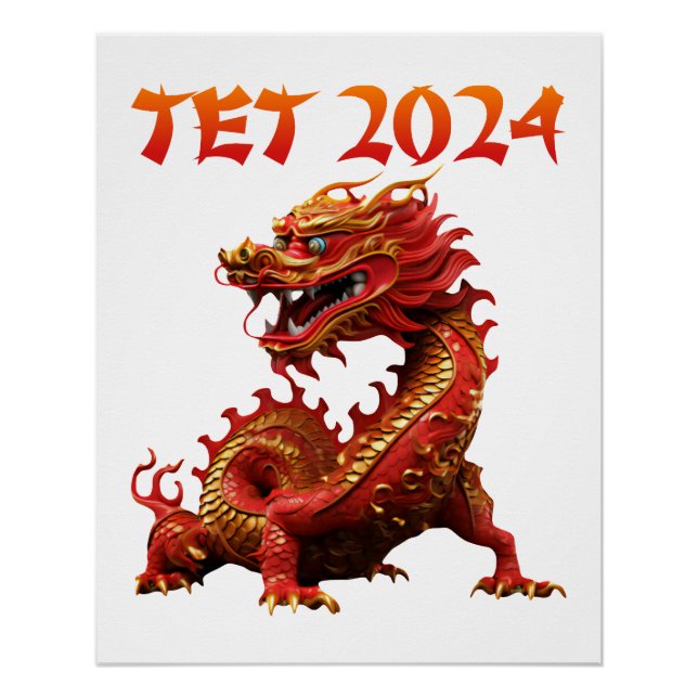 Póster Tet 2024 Year of the Dragon Vietnamese New Year (Frente)