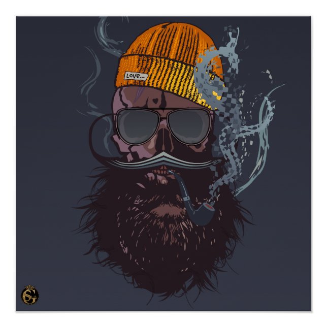 Póster Tête de mort punk hipster G-skulls crâne love cool (Frente)