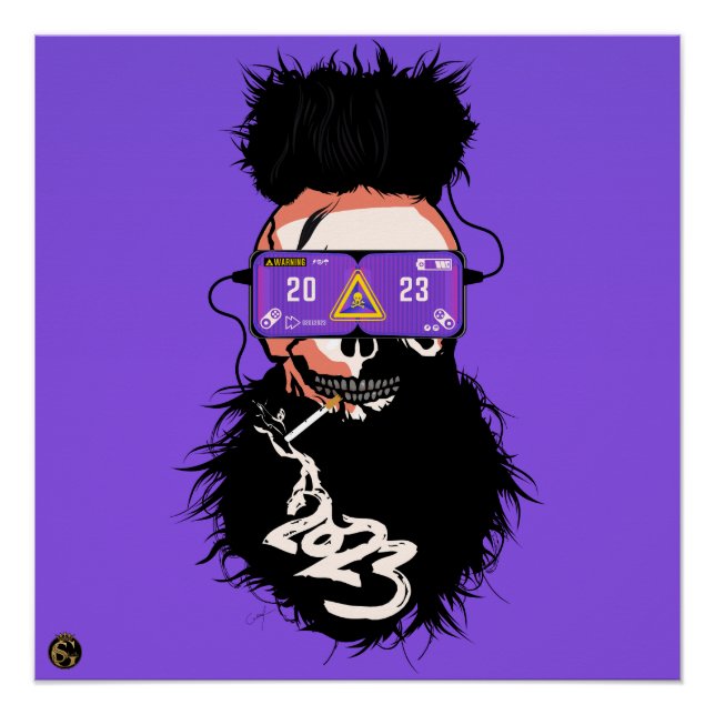 Póster Tête de mort punk hipster G-skulls crâne metaverse (Frente)