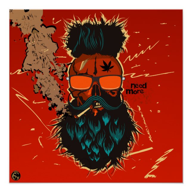 Póster Tête de mort punk hipster G-skulls crâne need more (Frente)