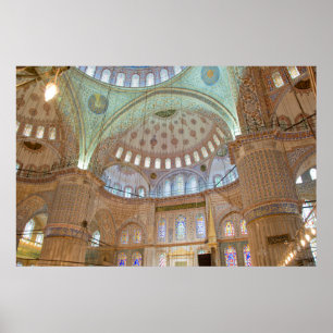 Póster Teto abobadado interior colorido da Mesquita Azul
