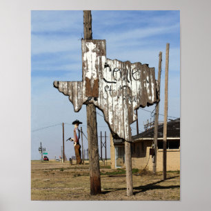 Poster Tex e sinal da churrasqueira de Texas