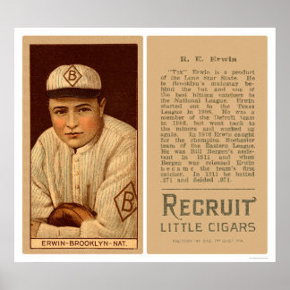 Póster Tex Erwin Dodgers Baseball 1912