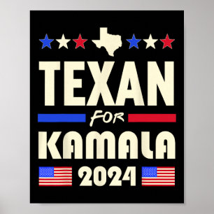 Poster Texan For Kamala 2024 Patriotic Democrats Campaign
