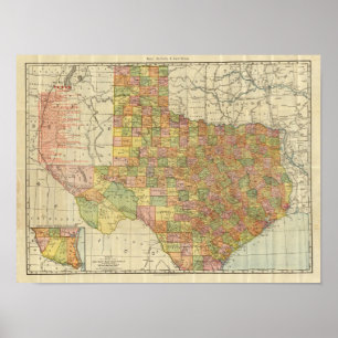 Póster Texas by Rand McNally