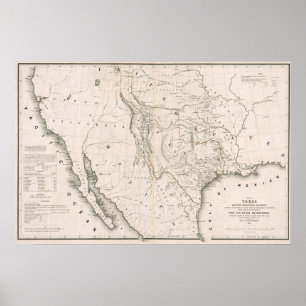 Póster Texas Califórnia e Oregon, 1846