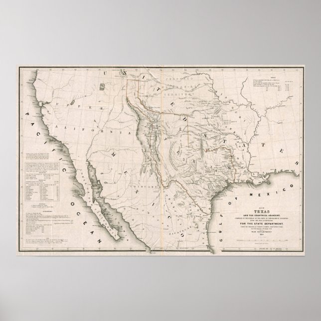 Póster Texas California e Oregon, 1846 (Frente)