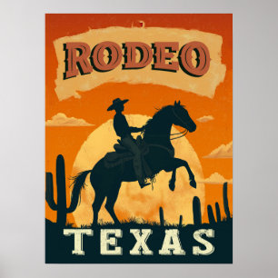 Poster Texas Cowboy Rodeo Vintage