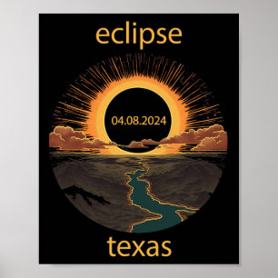 Poster Texas Eclipse April 8 2024 04.08.2024 Texas Solar