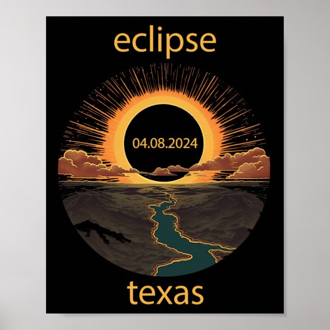 Poster Texas Eclipse April 8 2024 04.08.2024 Texas Solar (Frente)
