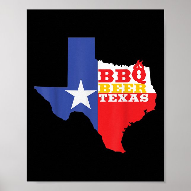 Poster Texas Flag Map Summer Barbecue Engraçado Beer Beer (Frente)