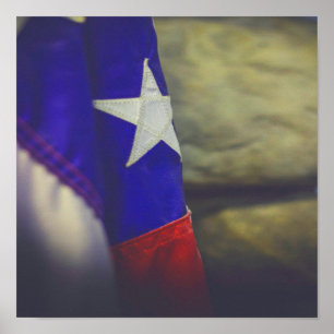 Poster Texas Flag Rustic Lone Star State EUA