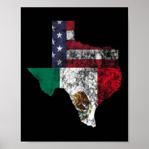 Poster Texas Mexico American Flag Cinco De Mayo Mexicano 
