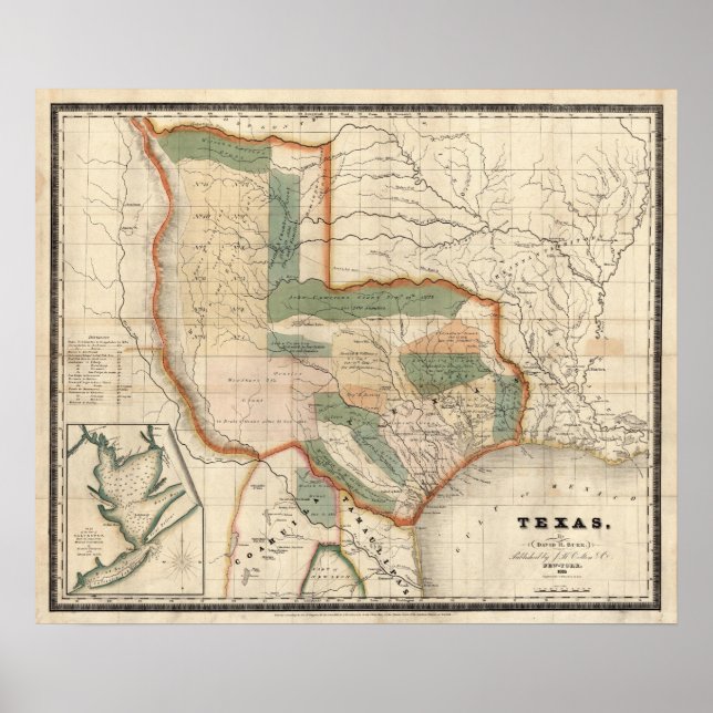 Póster Texas, por David H Burr (Frente)