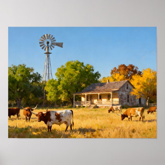Poster Texas Ranch House in Fall (Frente)