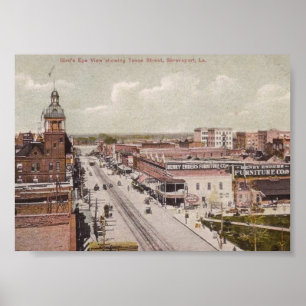 Poster Texas Rua, Shreveport, Louisiana Vintage.