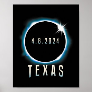 Poster Texas Total Solar Eclipse 2024 Blue April 8 Men Wo