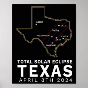 Poster Texas Total Solar Eclipse 2024 Caminho Da Totalida