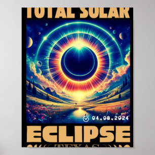 Poster Texas Total Solar Eclipse 8 de abril de 2024 Texas