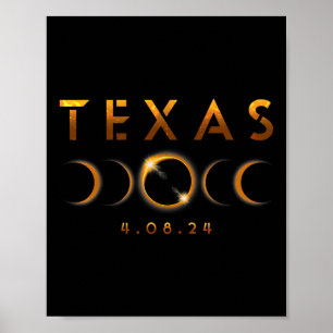 Poster Texas Total Solar Eclipse 8 de abril de 2024 Texas