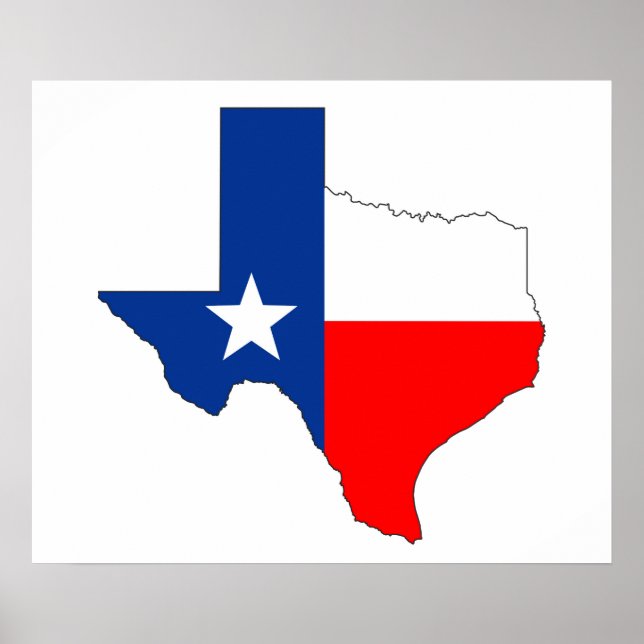 Póster texas united states america map flag label shape (Frente)