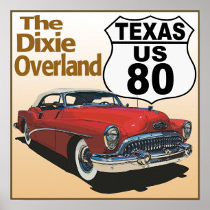 Poster Texas US Route 80 - Dixie Overland